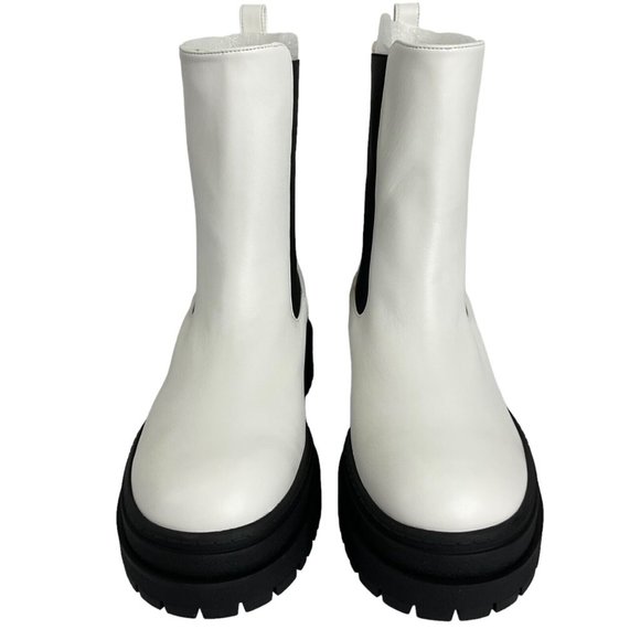 Good American Boots Women Sz 11 Chelsea White Leather GA036V-X $349 Nib - Picture 3 of 12